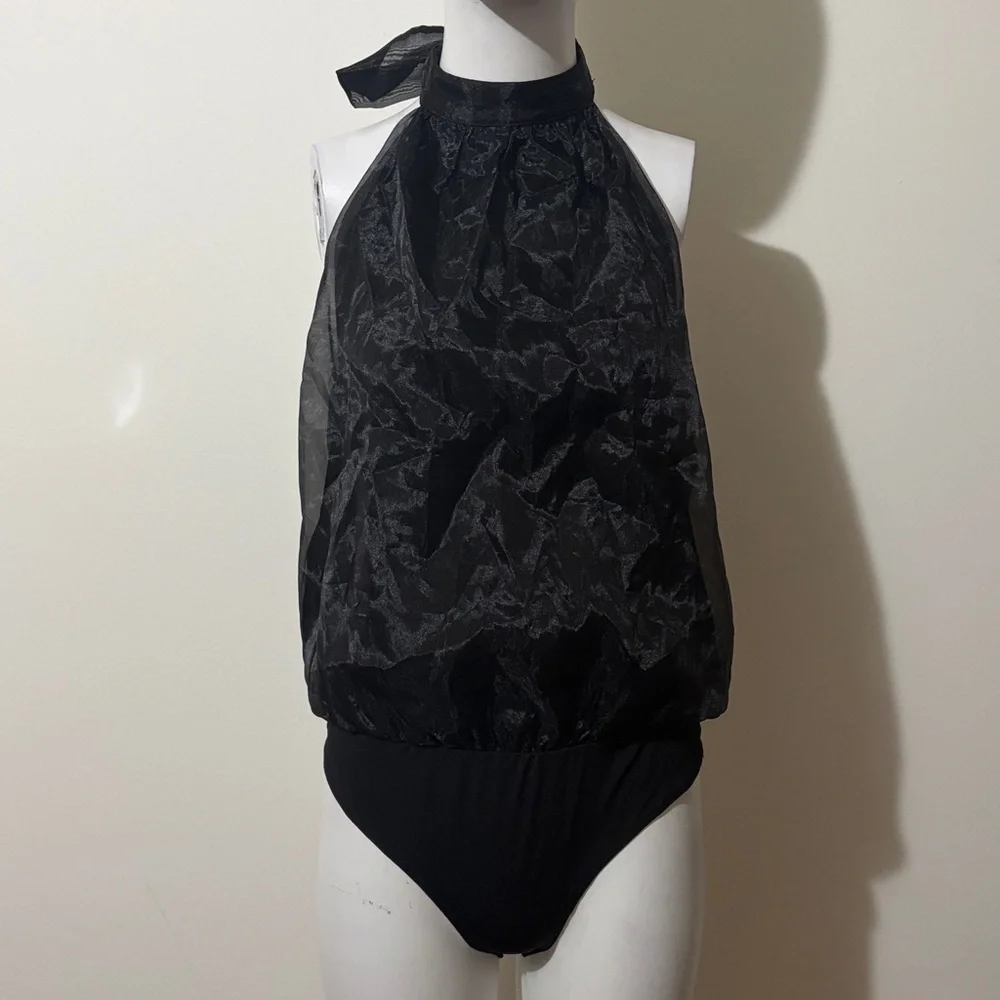 Thirty Thirty Elegant Black Halter Bodysuit Size L - Picture 2 of 8